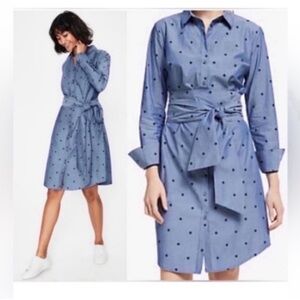 Blue Polka Dot Shirt Dress NWT